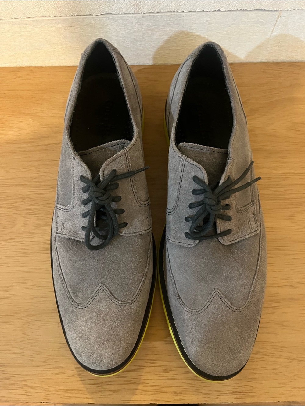 Cole Haan Drake Eva Wingtip Oxford Suede Yellow Sole